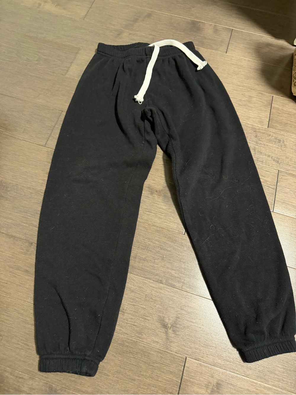Katie J NYC Black Kids Jogger Sweatpants with White Drawstring GUC